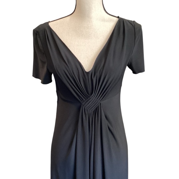 Jones New York V Neck Surplice Simple Black Short Sleeve Dress, Size 6 - Picture 2 of 9